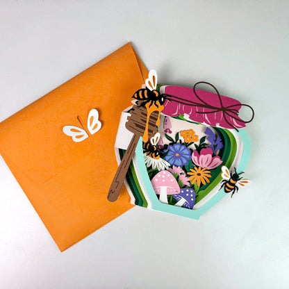 Honey Bee Jar – 3D Pop-Up Card SVG File for Cricut & Silhouette