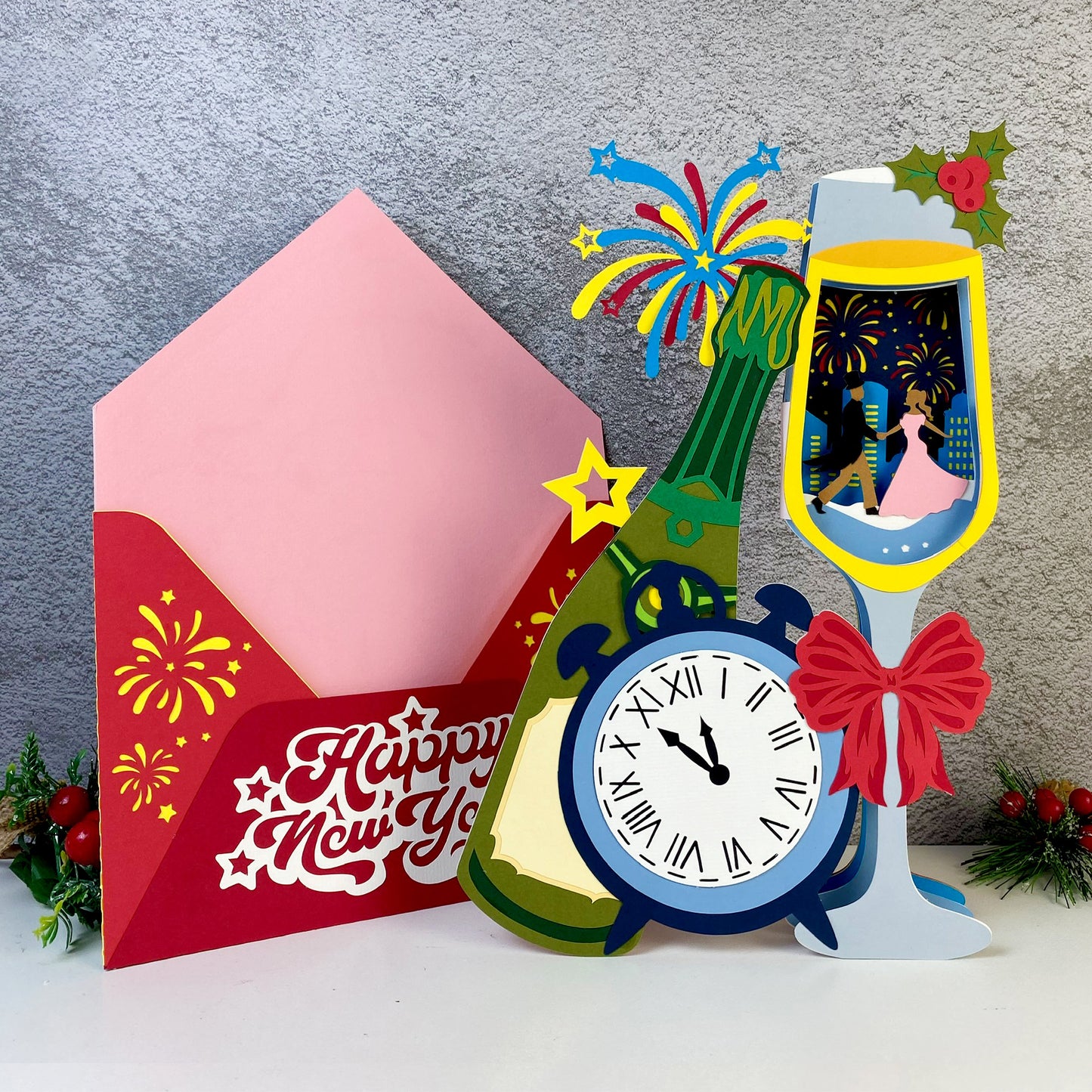 New Year 2 – 3D Pop-Up Card SVG File for Cricut & Silhouette