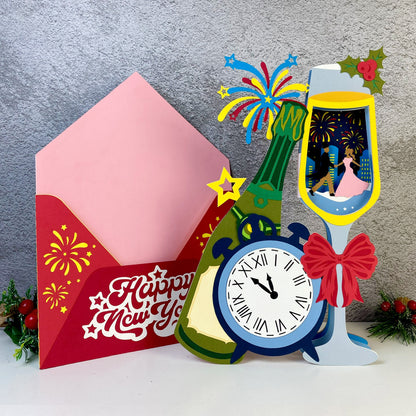 New Year 2 – 3D Pop-Up Card SVG File for Cricut & Silhouette