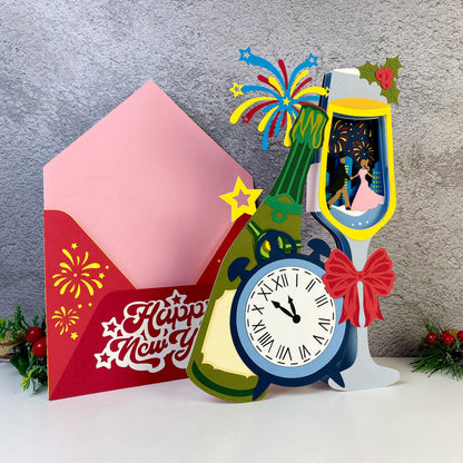 New Year 2 – 3D Pop-Up Card SVG File for Cricut & Silhouette