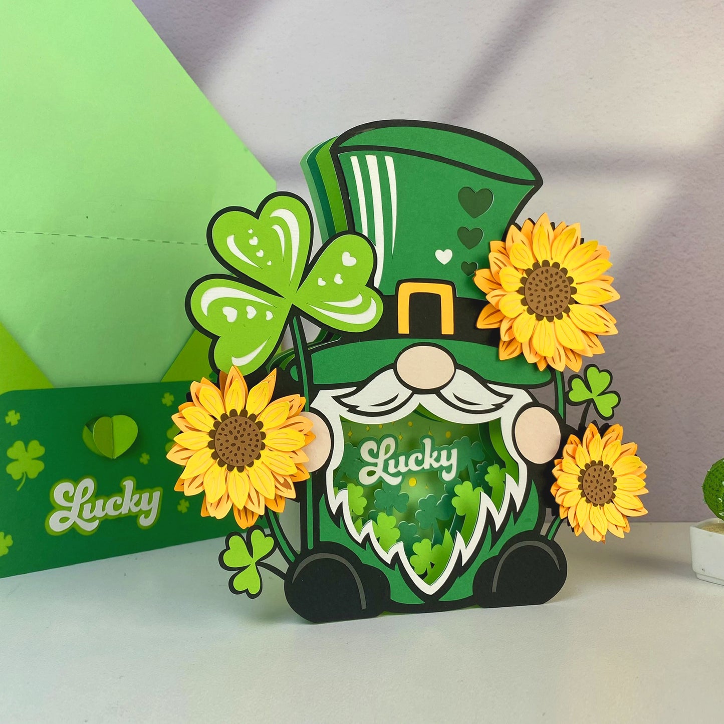 Patrick's Day Gnome – 3D Pop-Up Card SVG File for Cricut & Silhouette