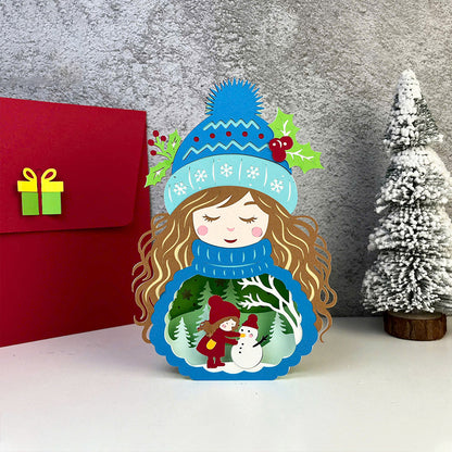 Winter Girl 1 – 3D Pop-Up Card SVG File for Cricut & Silhouette