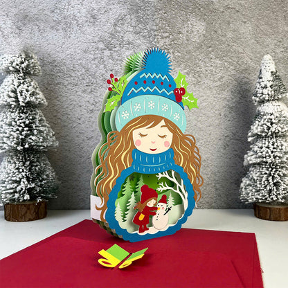 Winter Girl 1 – 3D Pop-Up Card SVG File for Cricut & Silhouette