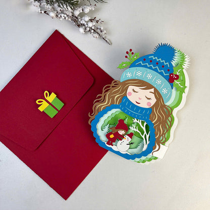 Winter Girl 1 – 3D Pop-Up Card SVG File for Cricut & Silhouette
