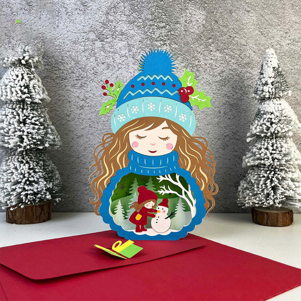 Winter Girl 1 – 3D Pop-Up Card SVG File for Cricut & Silhouette
