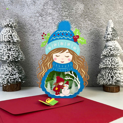 Winter Girl 1 – 3D Pop-Up Card SVG File for Cricut & Silhouette