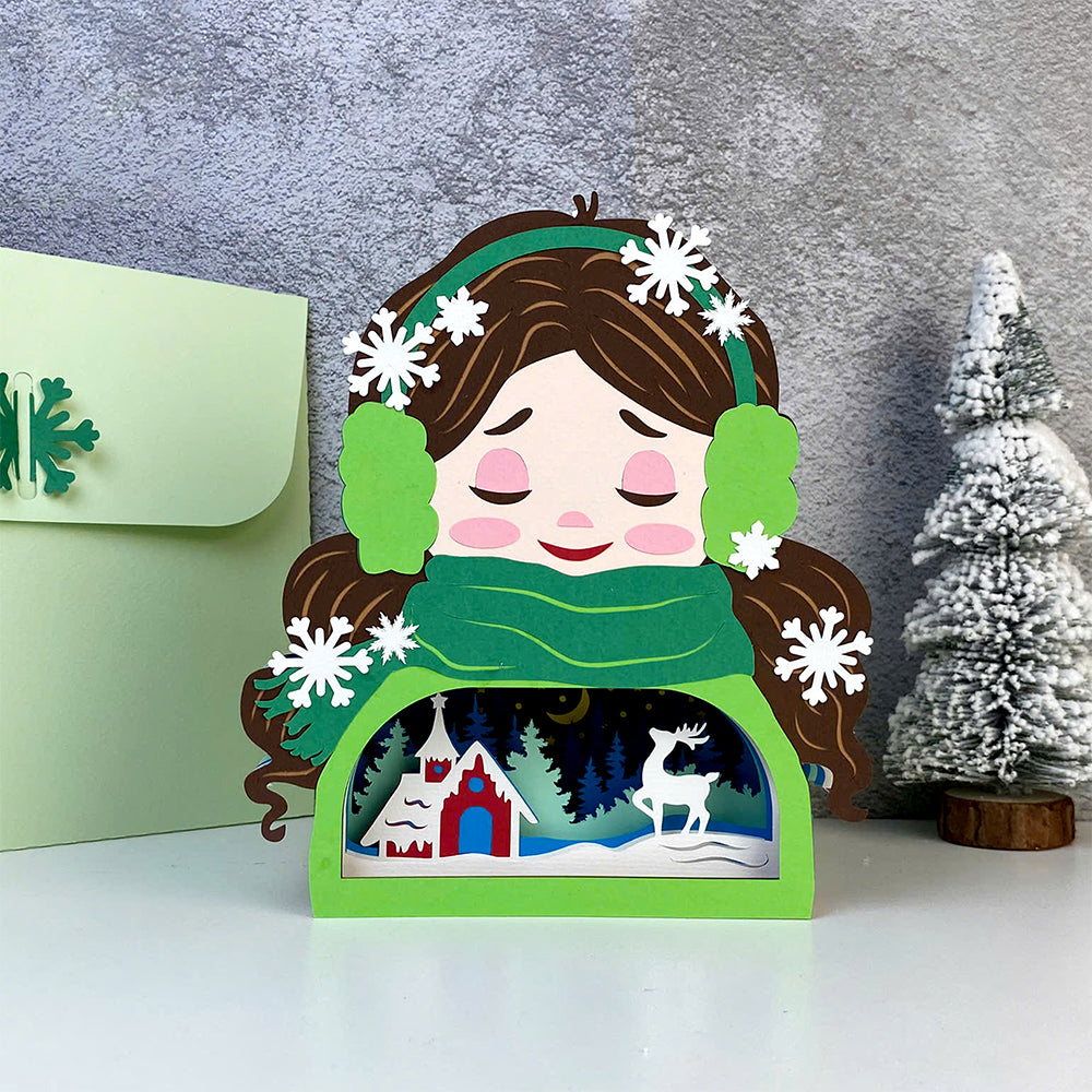 Winter Girl 2 – 3D Pop-Up Card SVG File for Cricut & Silhouette