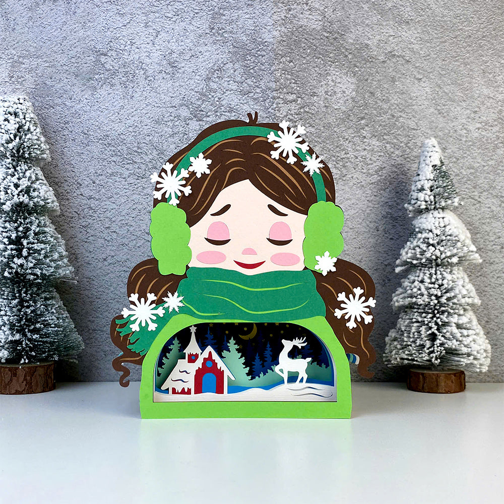 Winter Girl 2 – 3D Pop-Up Card SVG File for Cricut & Silhouette