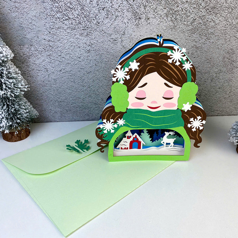 Winter Girl 2 – 3D Pop-Up Card SVG File for Cricut & Silhouette
