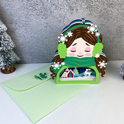 Winter Girl 2 – 3D Pop-Up Card SVG File for Cricut & Silhouette