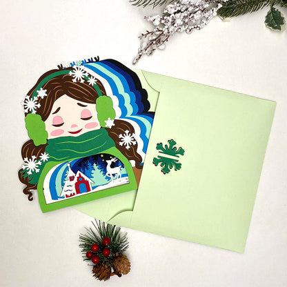 Winter Girl 2 – 3D Pop-Up Card SVG File for Cricut & Silhouette