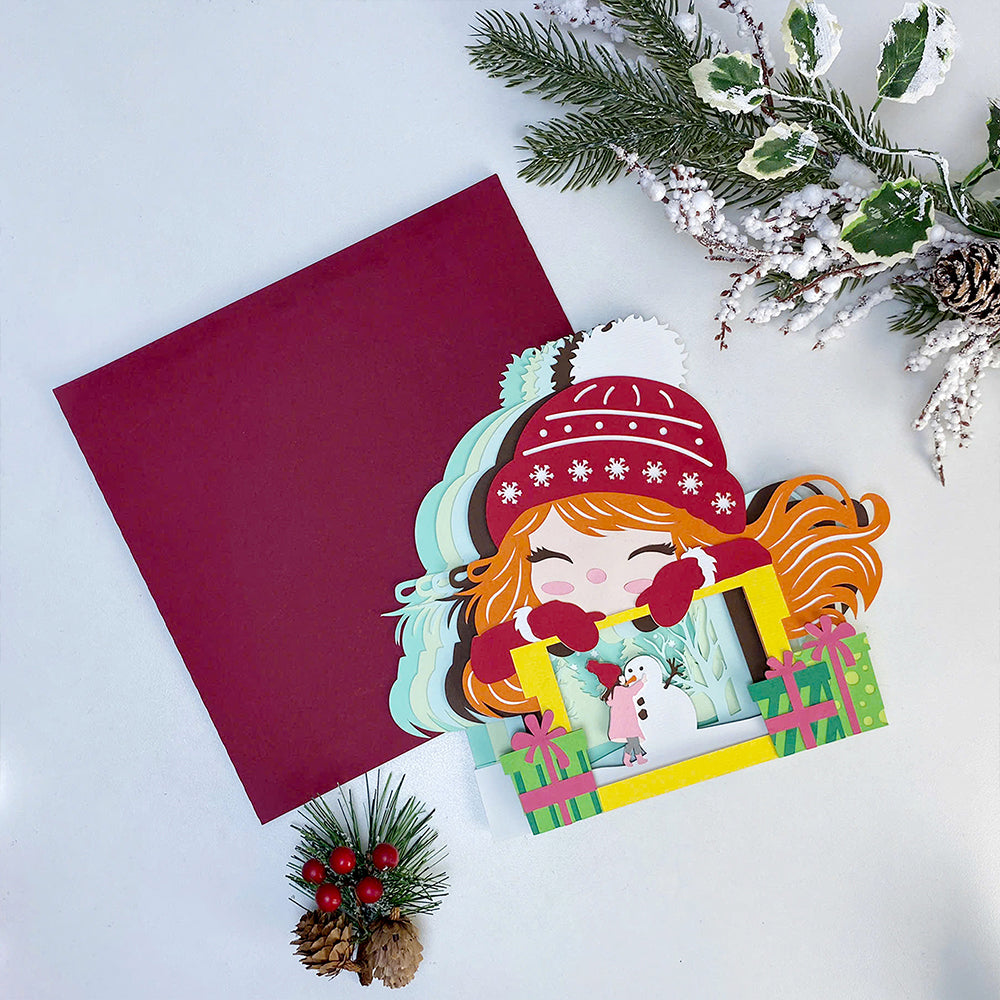 Winter Girl 3 – 3D Pop-Up Card SVG File for Cricut & Silhouette