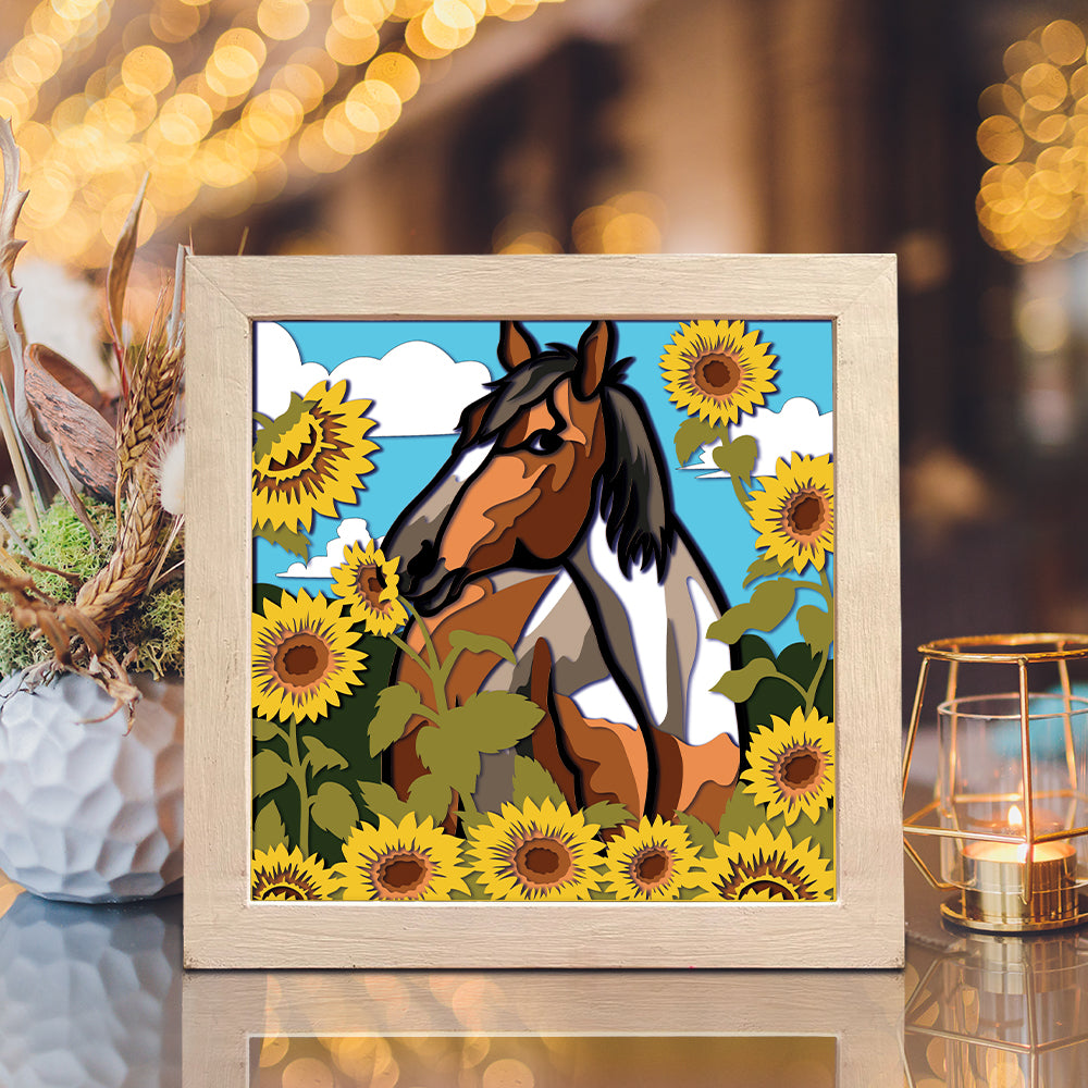 Sunflowers Horse – 3D Shadow Box SVG File for Cricut & Silhouette