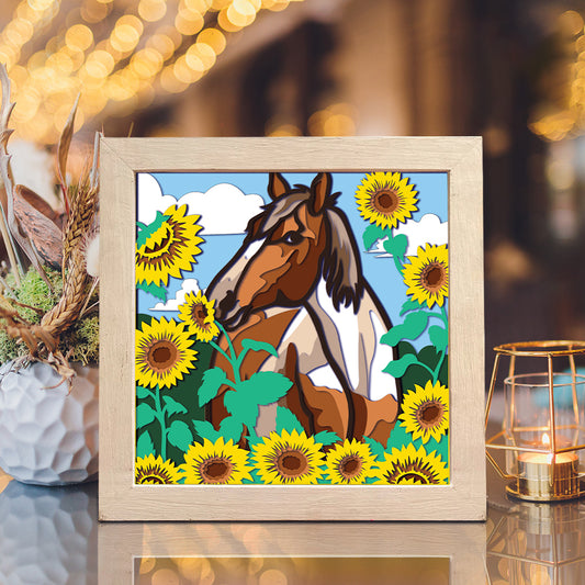 Sunflowers Horse – 3D Shadow Box SVG File for Cricut & Silhouette