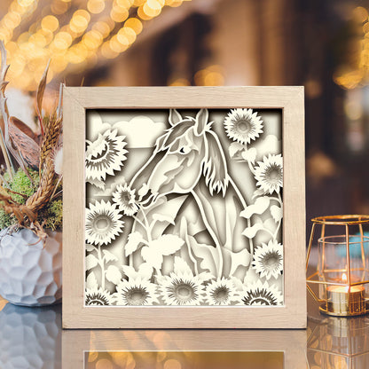 Sunflowers Horse – 3D Shadow Box SVG File for Cricut & Silhouette