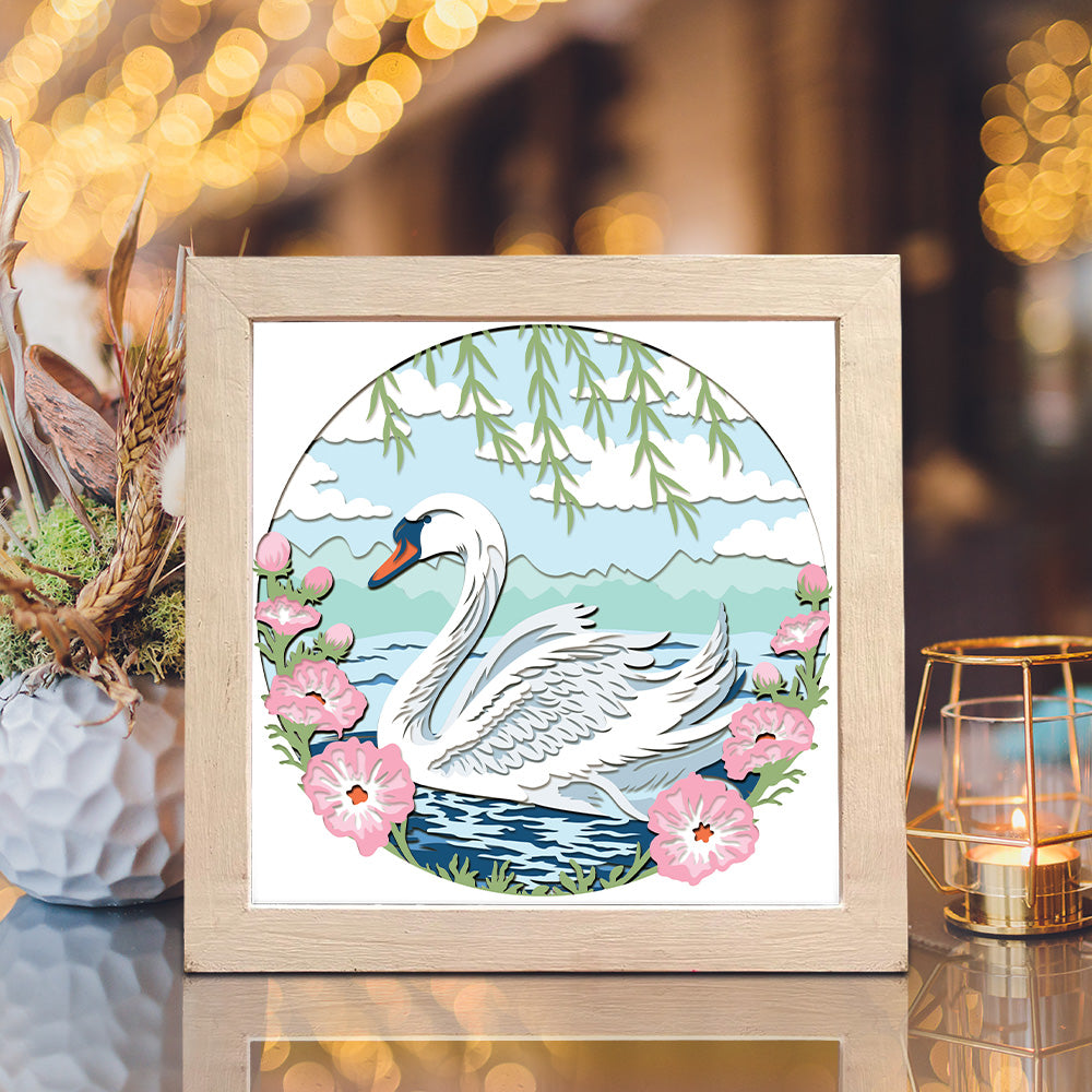 Swan & Flowers – 3D Shadow Box SVG File for Cricut & Silhouette