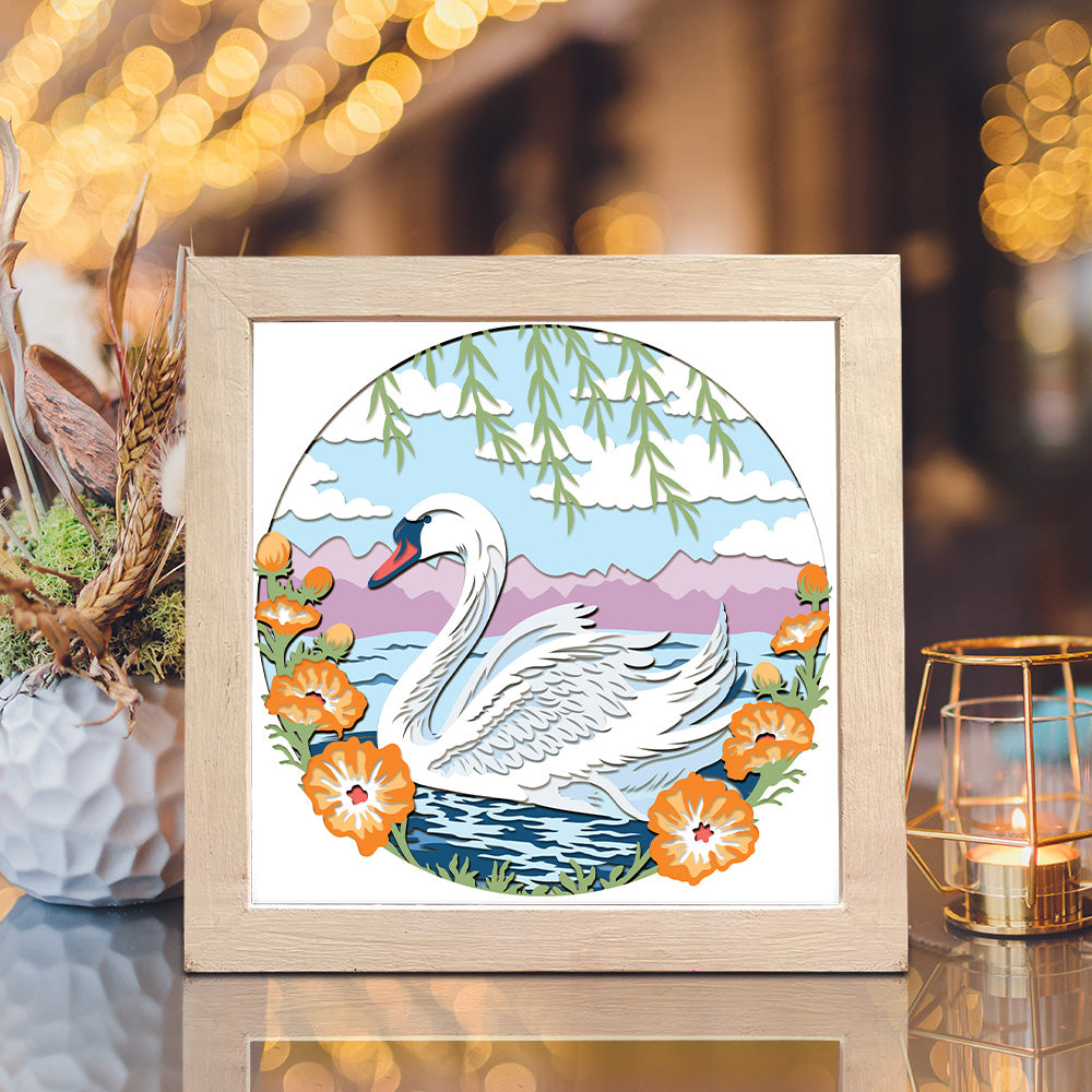 Swan & Flowers – 3D Shadow Box SVG File for Cricut & Silhouette