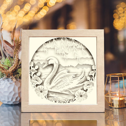 Swan & Flowers – 3D Shadow Box SVG File for Cricut & Silhouette