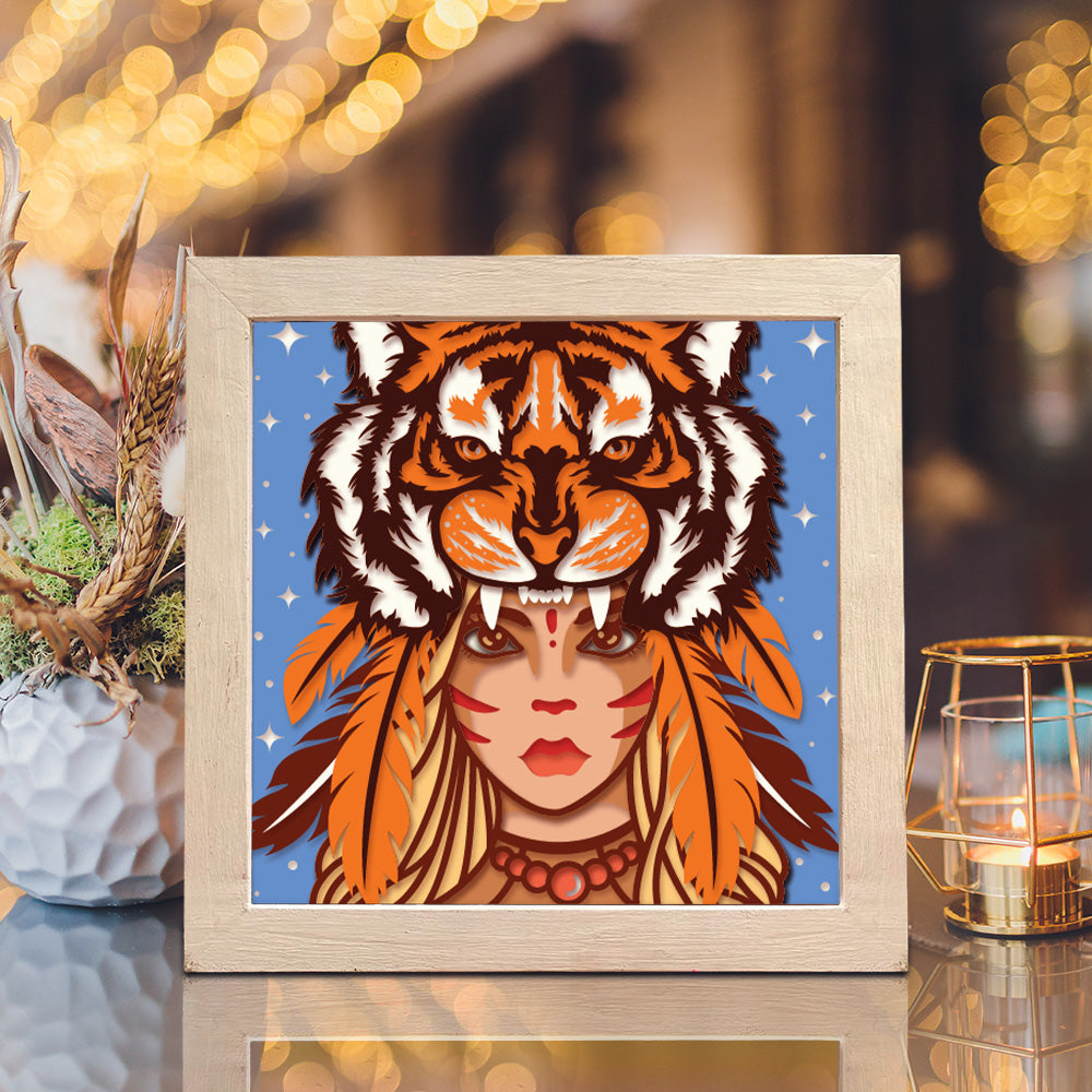 Tiger Girl – 3D Shadow Box SVG File for Cricut & Silhouette