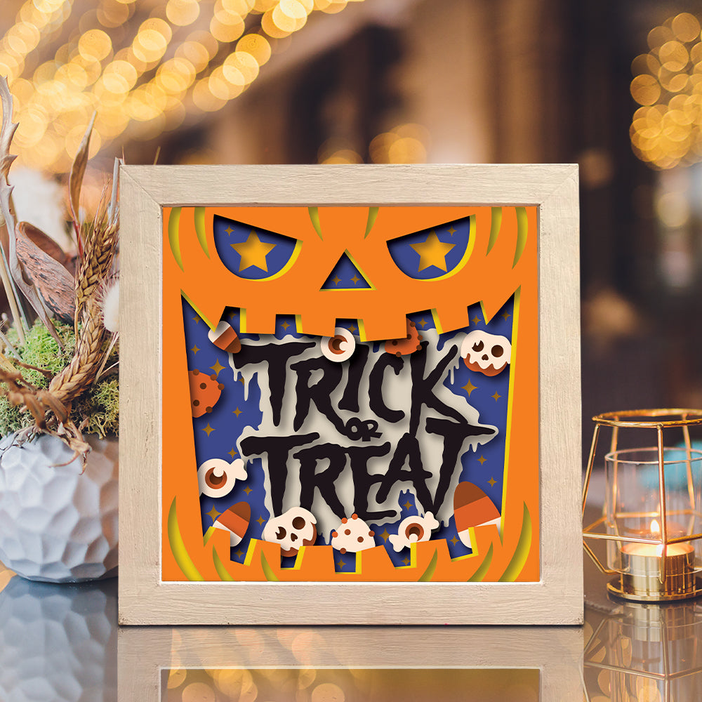 Trick Or Treat 1 – 3D Halloween Paper Cut Shadow Box File - Cricut File - (8x8 inches) - VEKTOR KRAFT