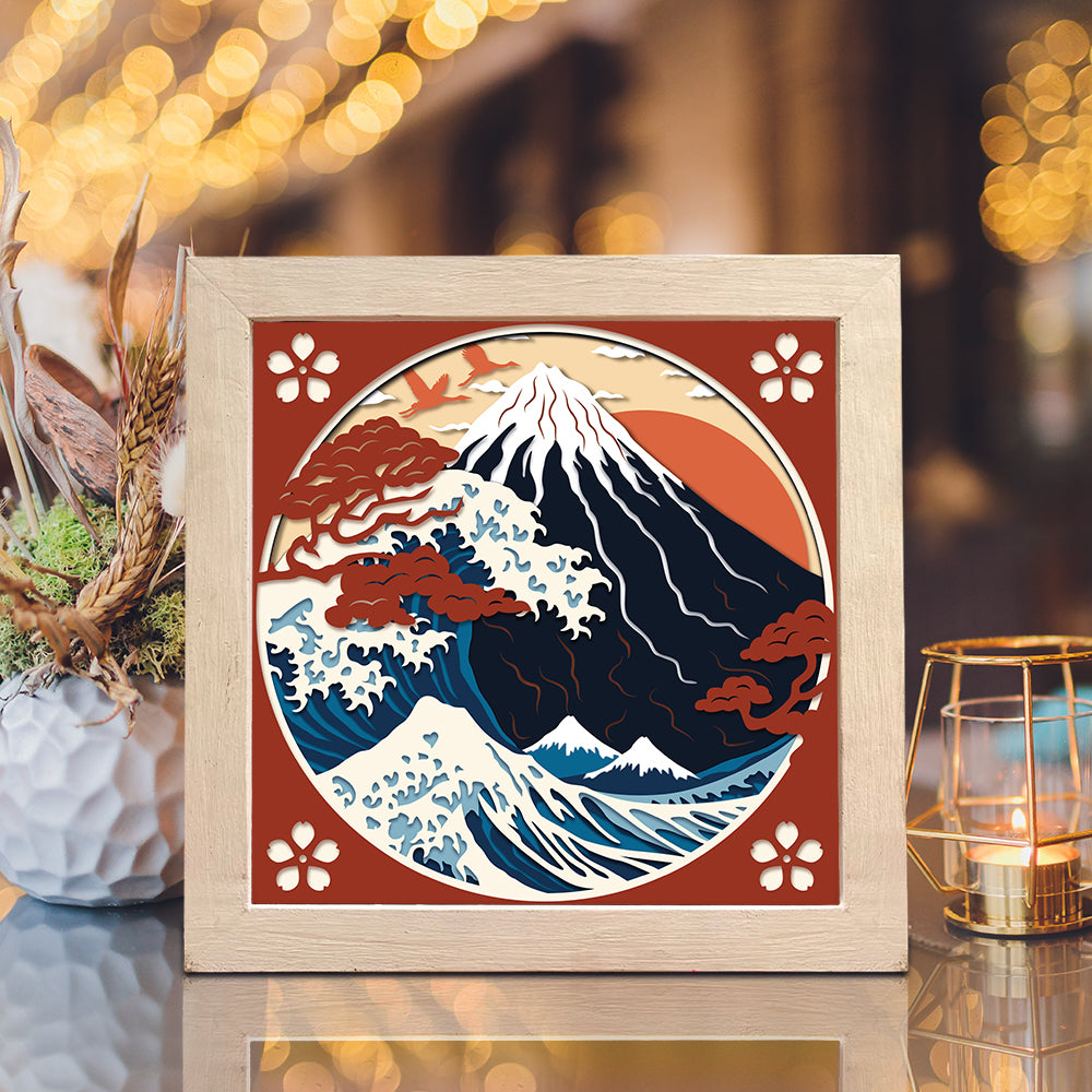 Wave Mountain Japan – 3D Shadow Box SVG File for Cricut & Silhouette