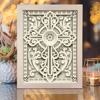 Cross Mandala – 3D Shadow Box SVG File for Cricut & Silhouette