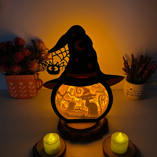 Cat Witch  – 3D Witch Hat Box File - Cricut File - VEKTOR KRAFT