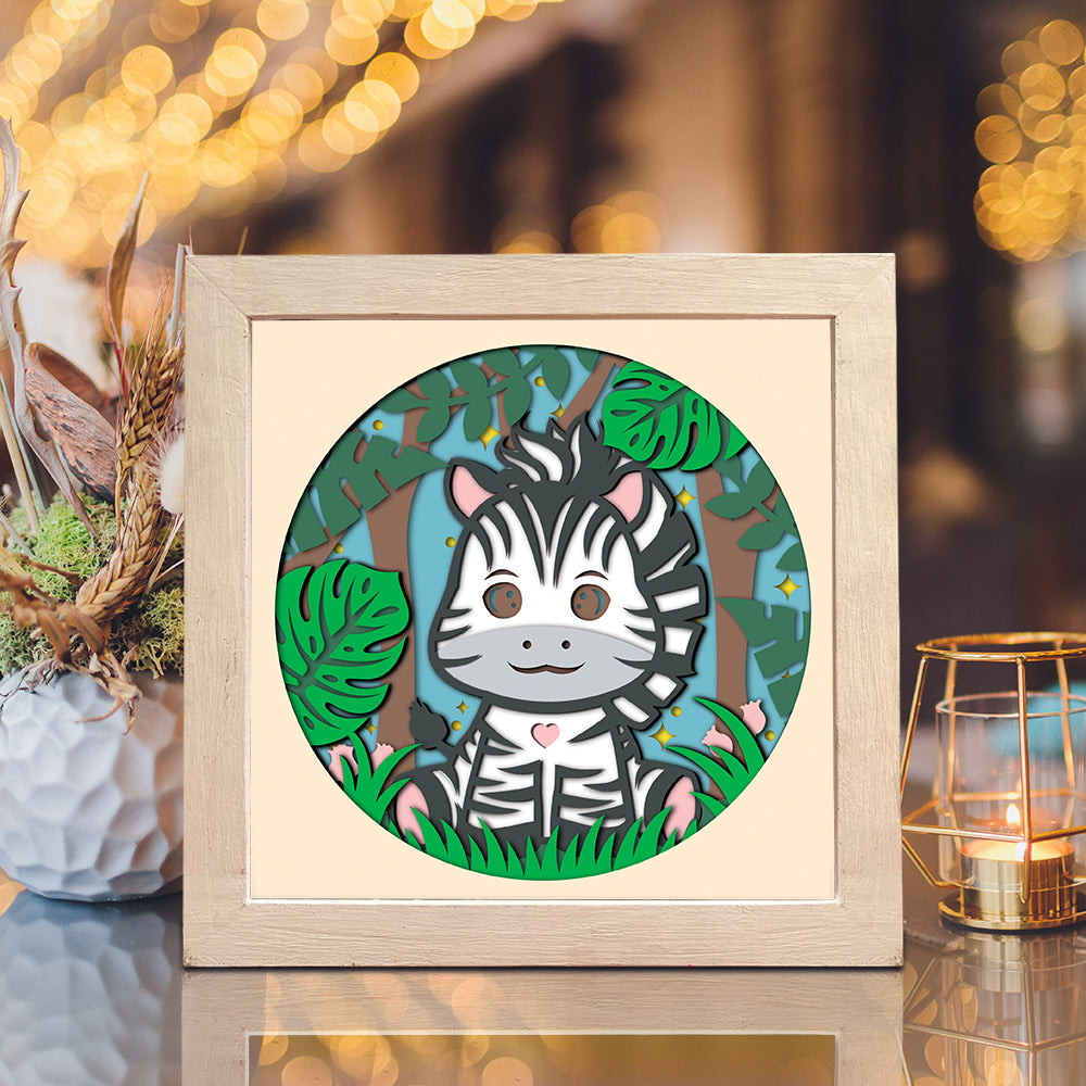 Zebra Jungle – 3D Shadow Box SVG File for Cricut & Silhouette