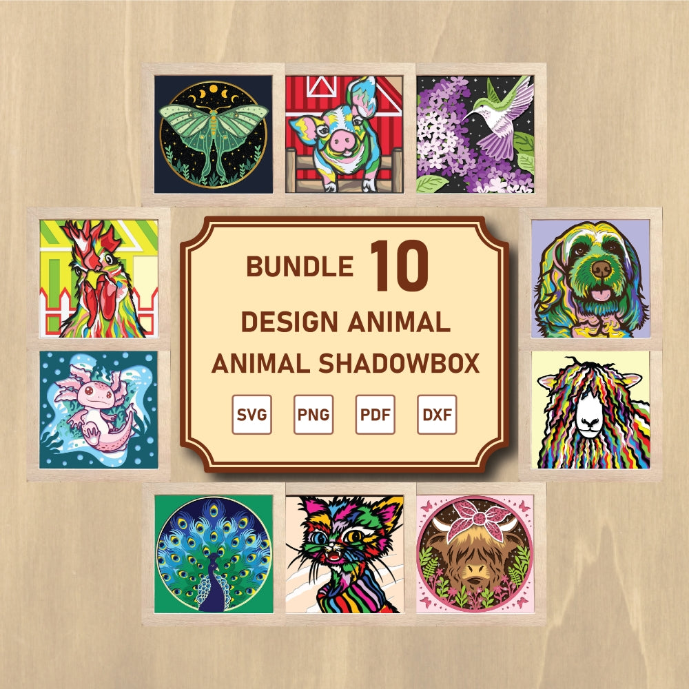 Bundle Animal 10 – 3D Shadow Box SVG File for Cricut & Silhouette