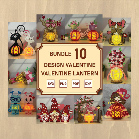 Lantern Valentine Bundle- 3D Valentine Lantern File - Cricut File  - VEKTOR KRAFT