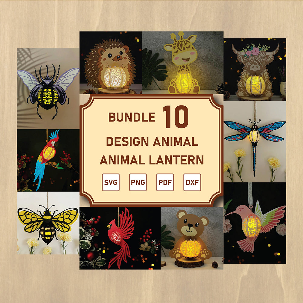 Lantern Animal Bundle - 3D Animal Lantern File  - Cricut File  - VEKTOR KRAFT