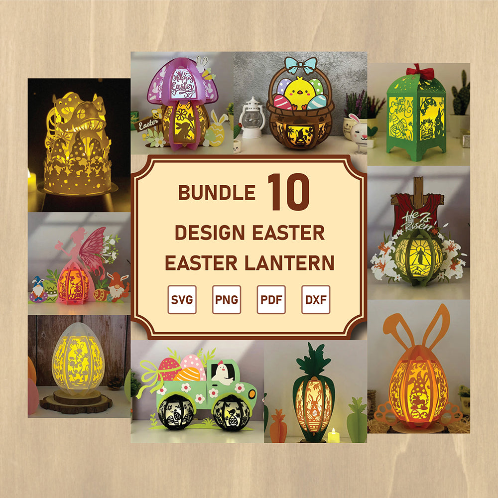Lantern Easter Bundle - 3D Easter Paper Lantern File  - Cricut File  - VEKTOR KRAFT