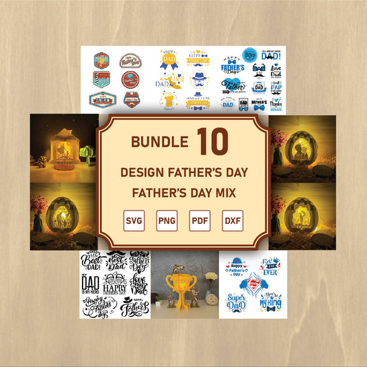 Bundle Father Day Mix 2 - 3D Papercut Lightbox File - Cricut File - VEKTOR KRAFT