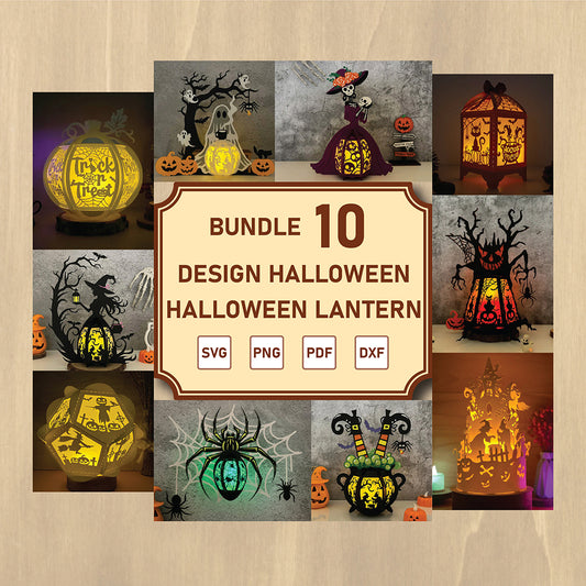 Lantern Halloween Bundle  - 3D Halloween Paper Lantern File - Cricut File  - VEKTOR KRAFT (Copy)