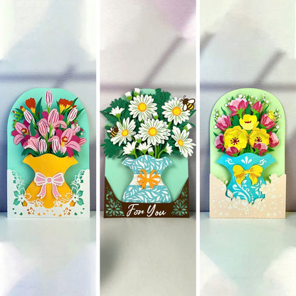 Pack 3 Flower Card – 3D Pop-Up Card SVG File for Cricut & Silhouette